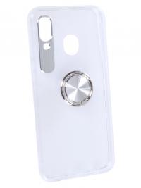 Аксессуар Чехол для Samsung Galaxy A40 DF Plastic + Silicone с кольцом-держателем Silver sTRing-03
