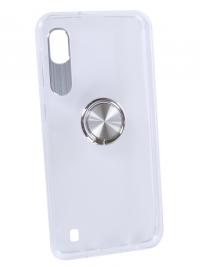 Аксессуар Чехол для Samsung Galaxy A10 DF Plastic + Silicone с кольцом-держателем Silver sTRing-01