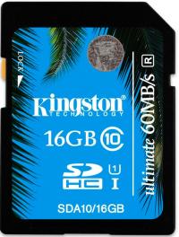 Карта памяти 16Gb - Kingston - Secure Digital HC Ultimate UHS-I Class 10 SDA10/16GB